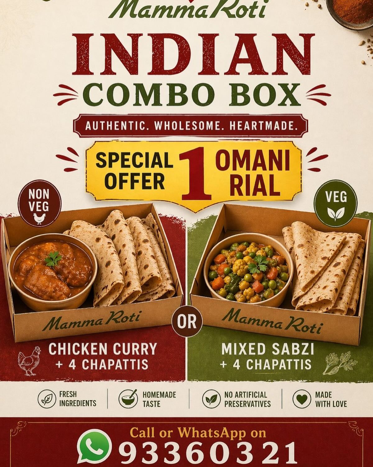 Hot fresh Indian food at Mamma Roti Muscat — Instagram